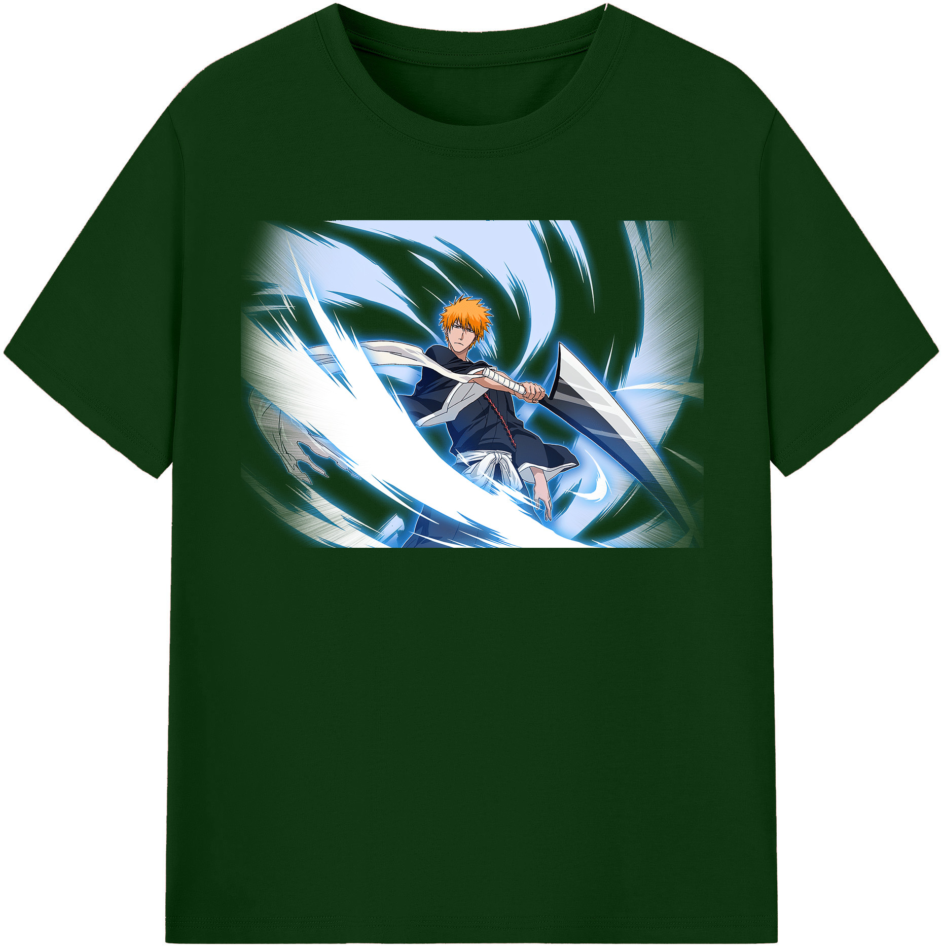 （画像用） ブリーチ 黒崎一護（くろさき いちご）BLEACH Kurosaki Ichigo 綿100％半袖Tシャツ（フロントプリント）